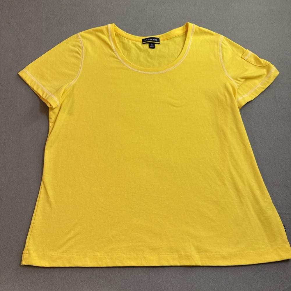 Lands End Round Neck Tee Women's XL Yellow